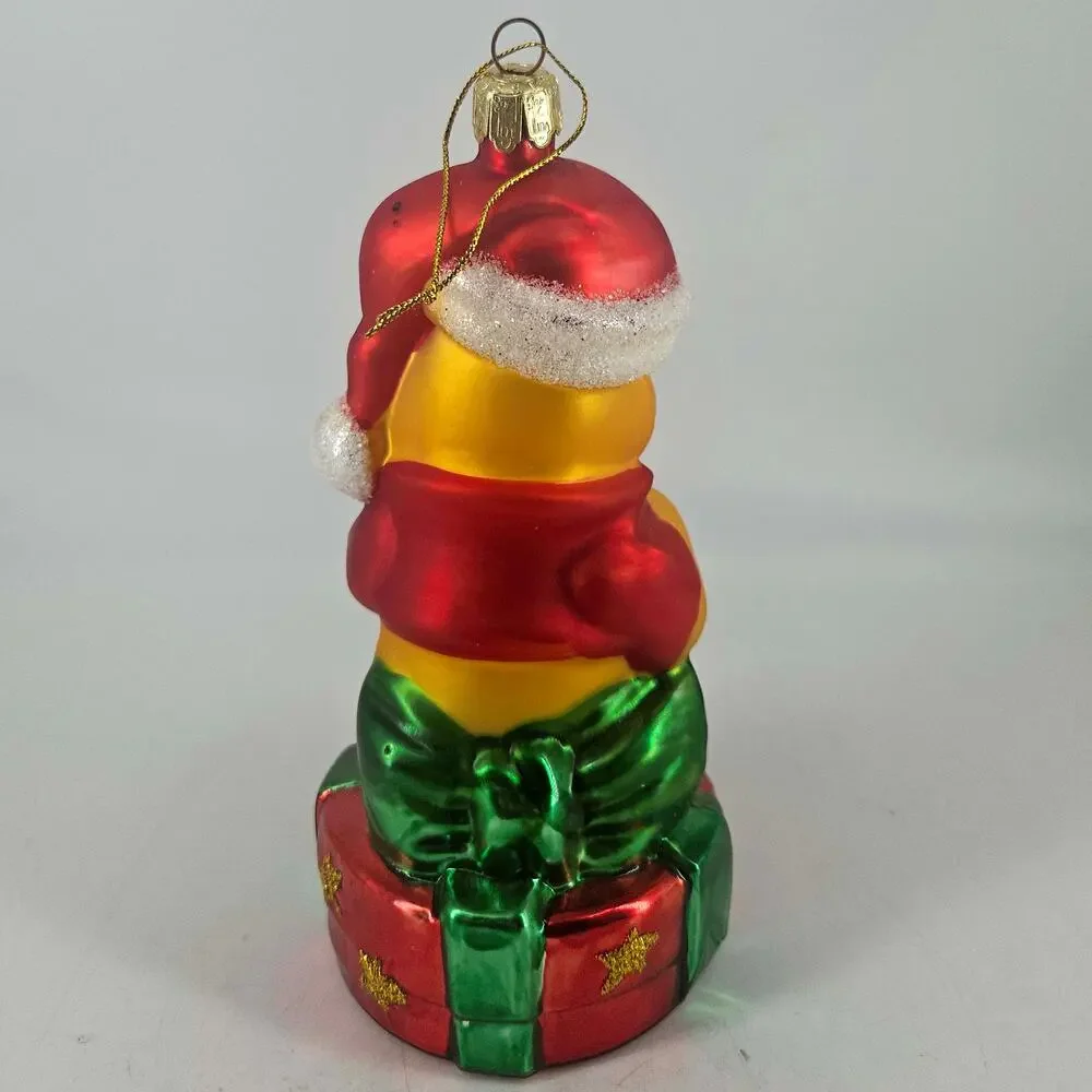 Vintage Disney Winnie the Pooh European Style Glass Ornament Santa’s Best